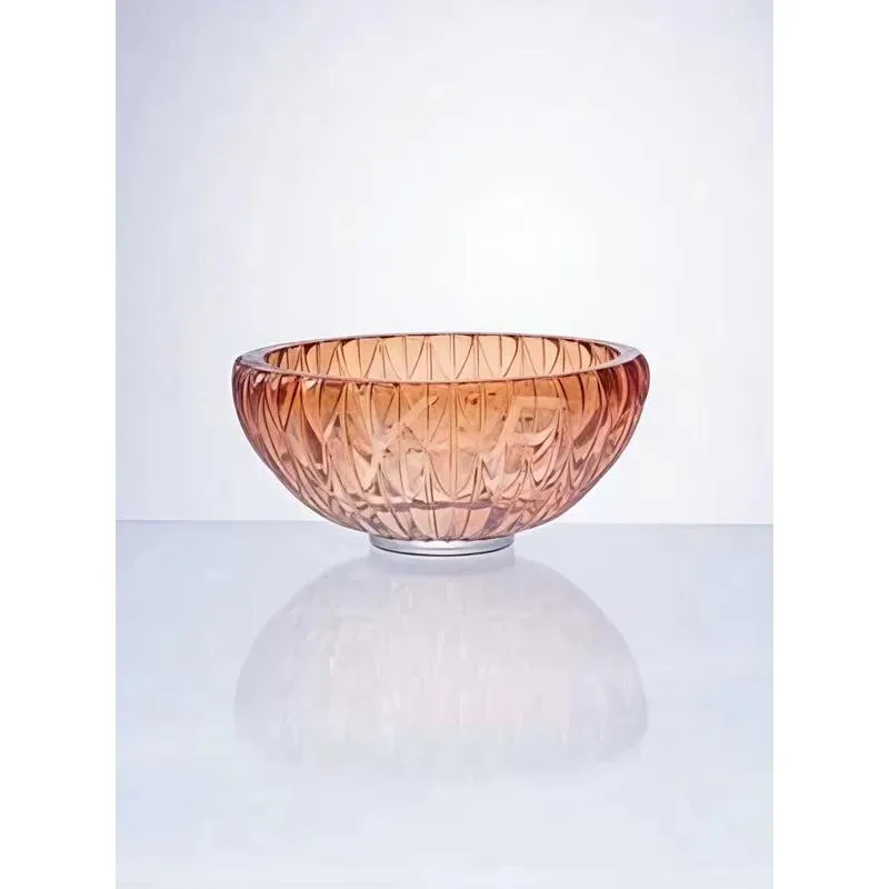 Amber embossed glass porch storage bowl decorative key and jewelry storage bowl suitable for home table decoration