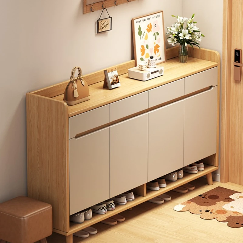 

ecological board shoe cabinet household door storage indoor entrance cabinet integrated shoe rack against the wall