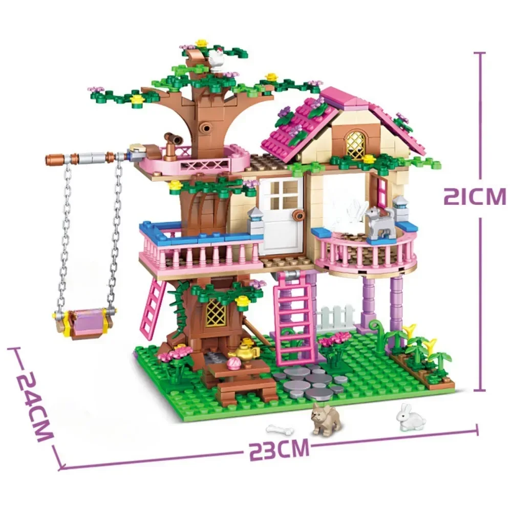 Mädchen Serie Baum Haus Bausteine Freunde Dschungel Camping Haus Sommer Party Modell Ziegel Spielzeug für Kinder Geburtstag Geschenk