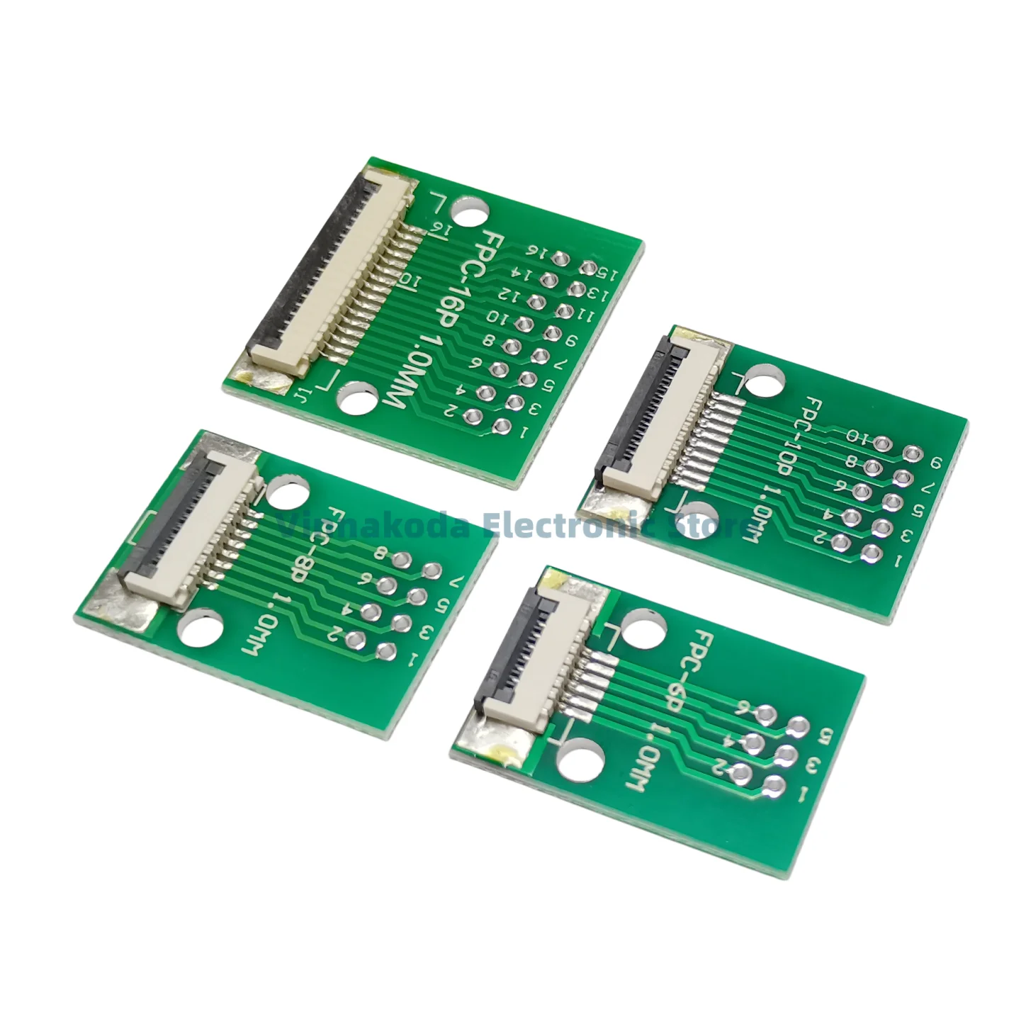 FFC/FPC Adapter Board with Soldered 1.0MM Flip Cover Lower Connector Straight or Bent Pins Available, 4/6/8/10/12/14/16/20/30P