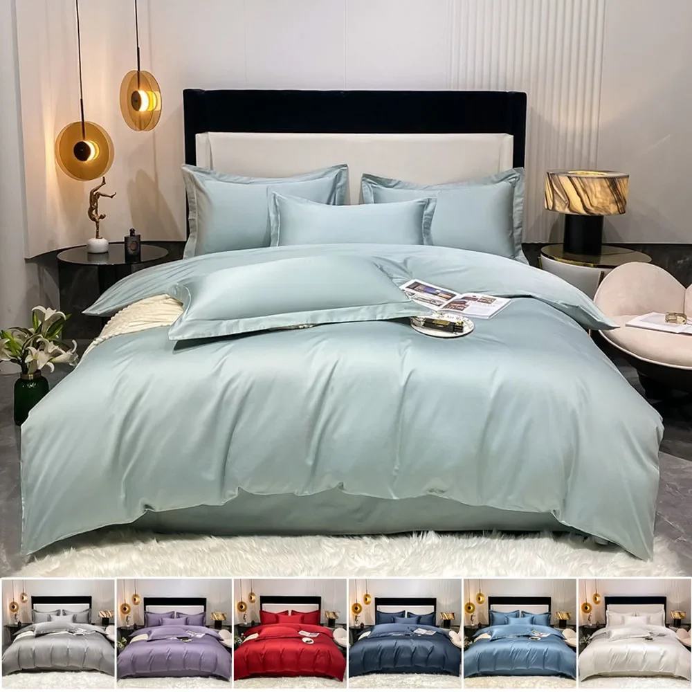 

High-end 100%cotton Solid Color Sheets Comforter and 2 Pillowcases of Cotton Bedding Skin-friendly and Comfortable Bedding Set