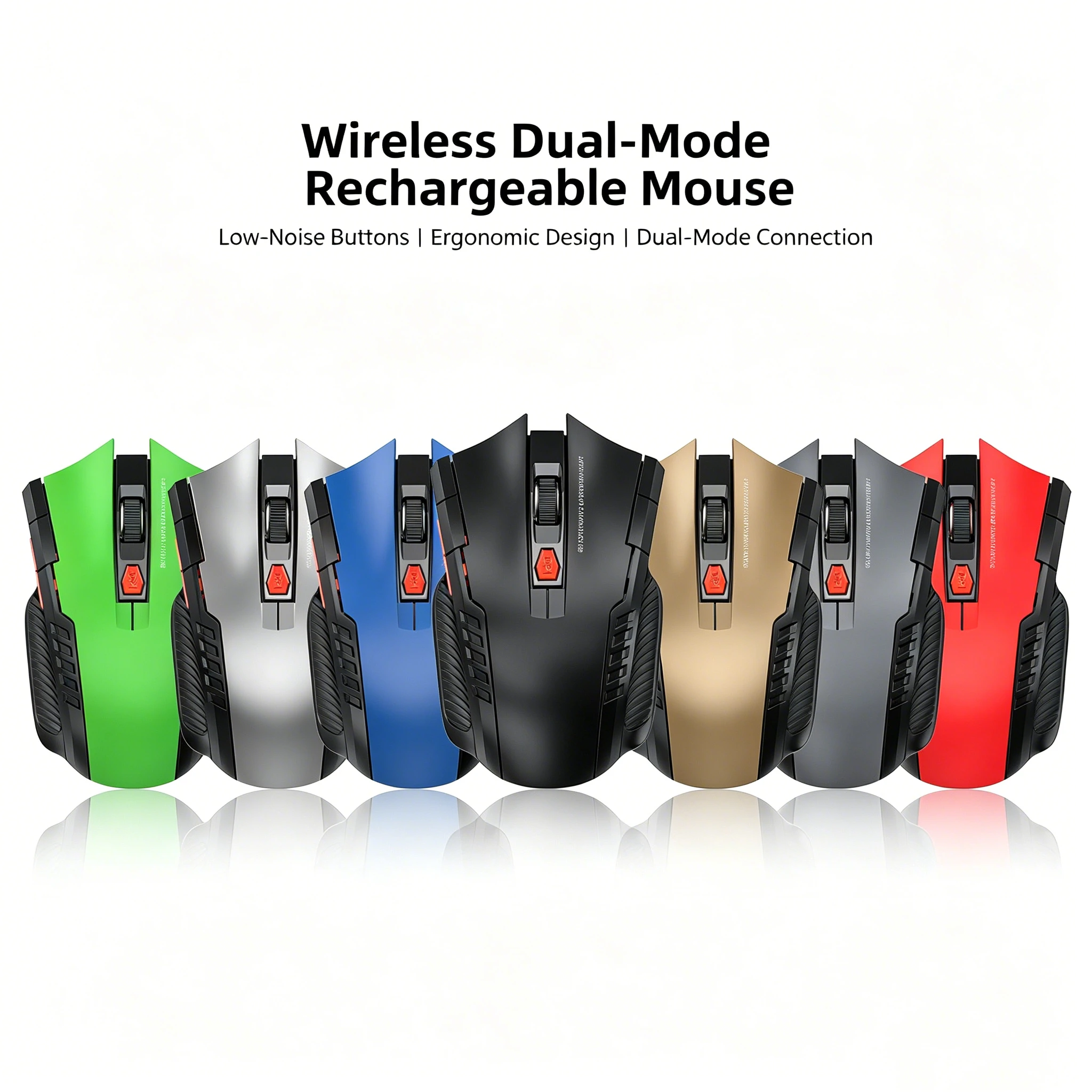 Rechargeable Ergonomic Wireless Gaming Mouse 2.4G Bluetooth Dual Connection, Quiet Click 6 Keys DPI Adjustable Gaming Mouse