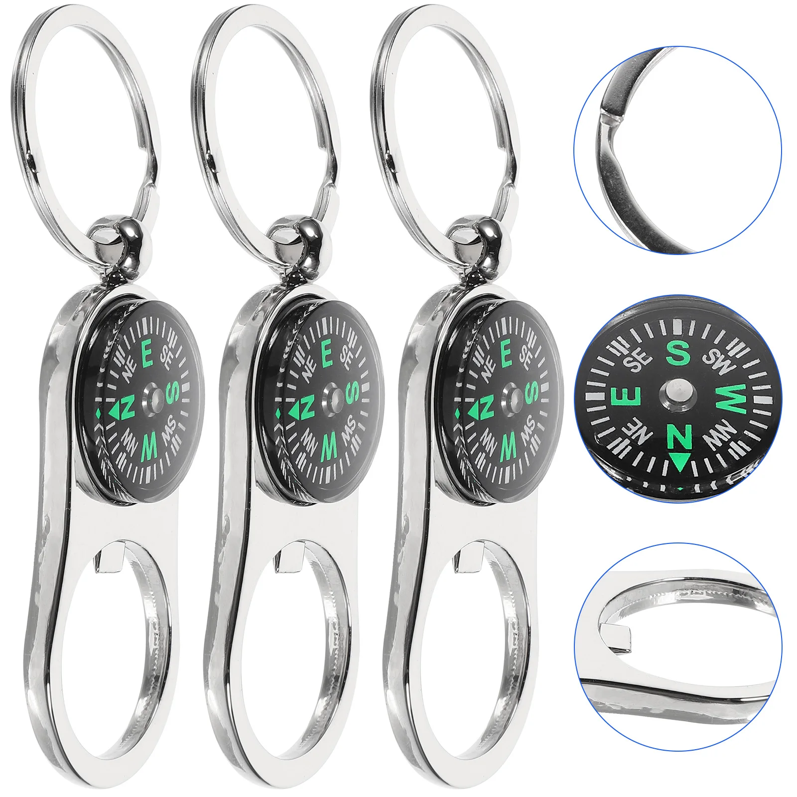 

4pcs Compass Keychain Zinc Alloy Lightweight Portable Decorative Practical Key Ring Pendant Gifts Camping Hiking Accessories
