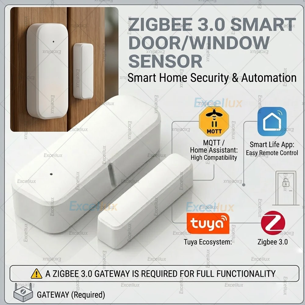 Zigbee Door Window Sensor Security Burglar Magnetic Alarm Entry Sensor Smart Life Contact Detector For Tuya Home Assistant 2MQTT