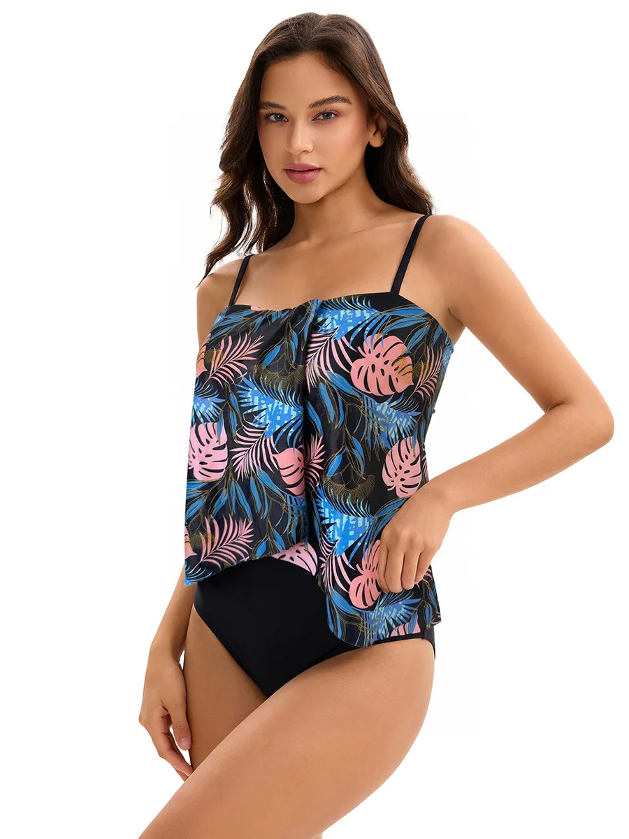 Two Piece Swimsuit for Women Female Floral Swimwear Adjusted Padded Wireless Quick-Dry Stretch Beach Bathing Suit Beachwear