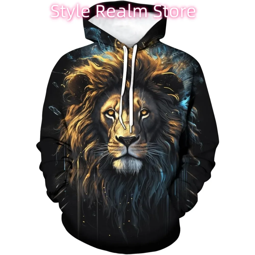 للجنسين الجدة 3D الطباعة هوديي الأسد مضحك كم طويل الرباط البلوز هوديس