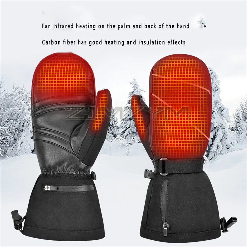 7.4V 2200mAh Motorcycle Heating Gloves Electric Heated Mittens Ski Gloves Waterproof With Charge Display