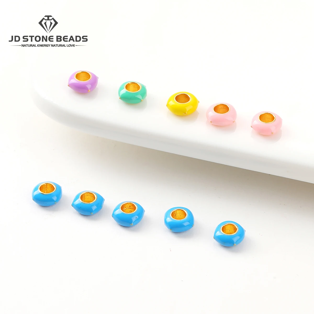 5 Pcs/lot 24K Gold Plated Copper Bead Yellowe Blue Abacus Shape Spacer Bead For Jewelry Making Diy Bracelet Necklacer Accessory