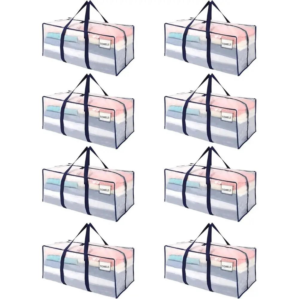 

Прозрачные пластиковые контейнеры для хранения из 8 предметов с крышками и молнией для колледжа, одежды и компактной организации