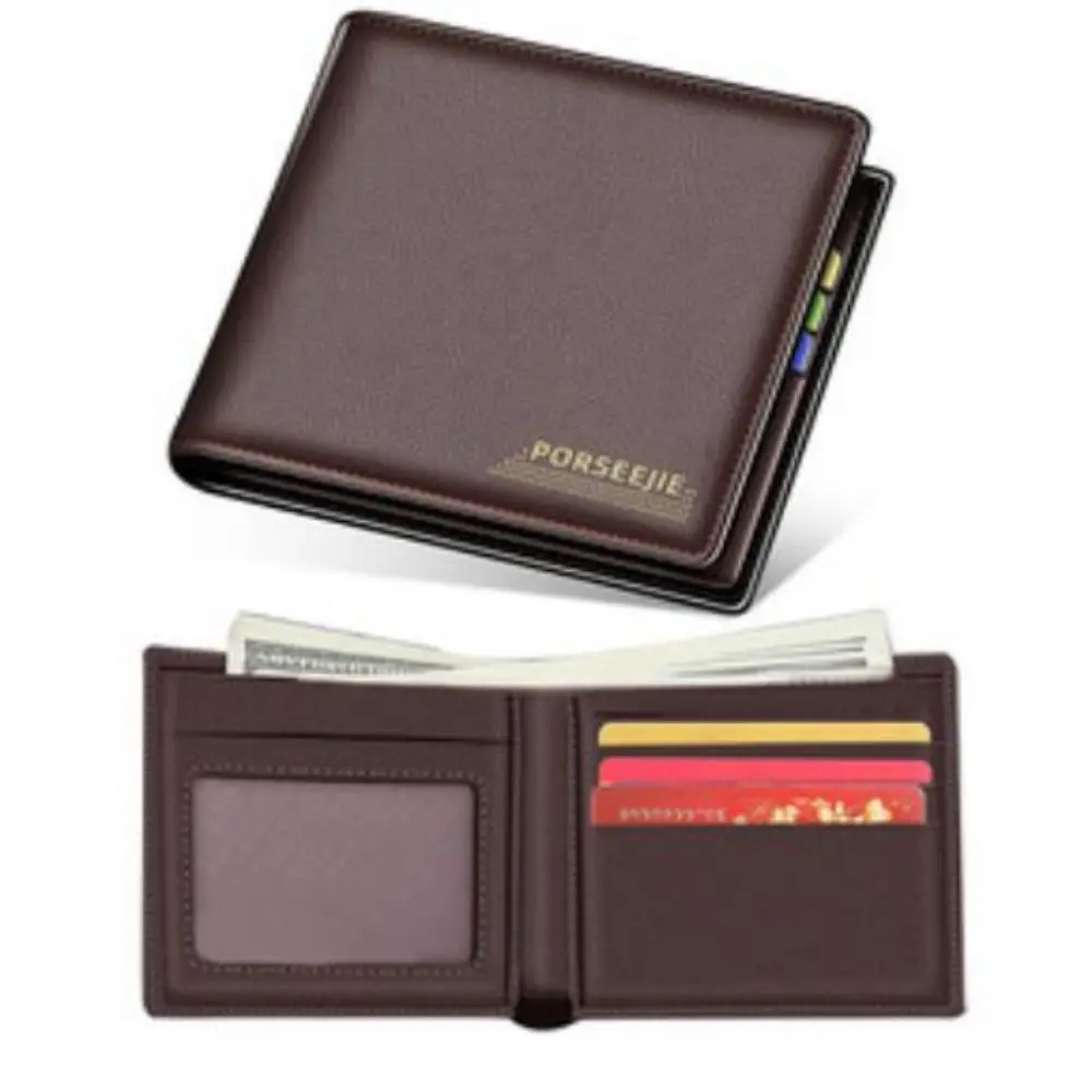 Men's PU Leather Wallet Business Retro Cash Clip Multi-Card Slot Coin Purse