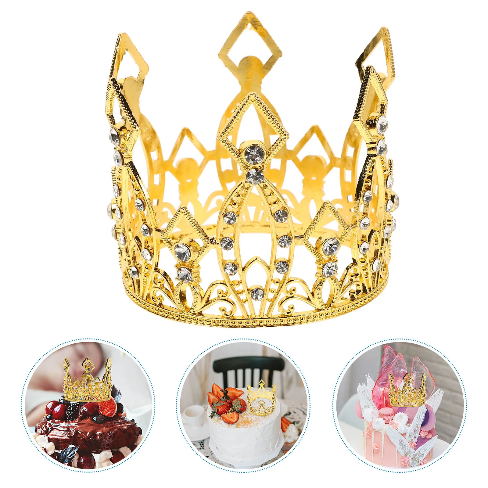 

Golden Tiara Cake nament Elegant Crown Decorations for Wedding Bride Dessert Table Christmas Party Prom Home Windchimes