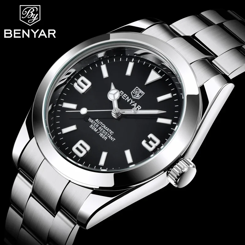 BENYAR Men's Automatic Mechanical Watch Business Sports Luxury Men's Watches 50M Waterproof Clock Men's Watches