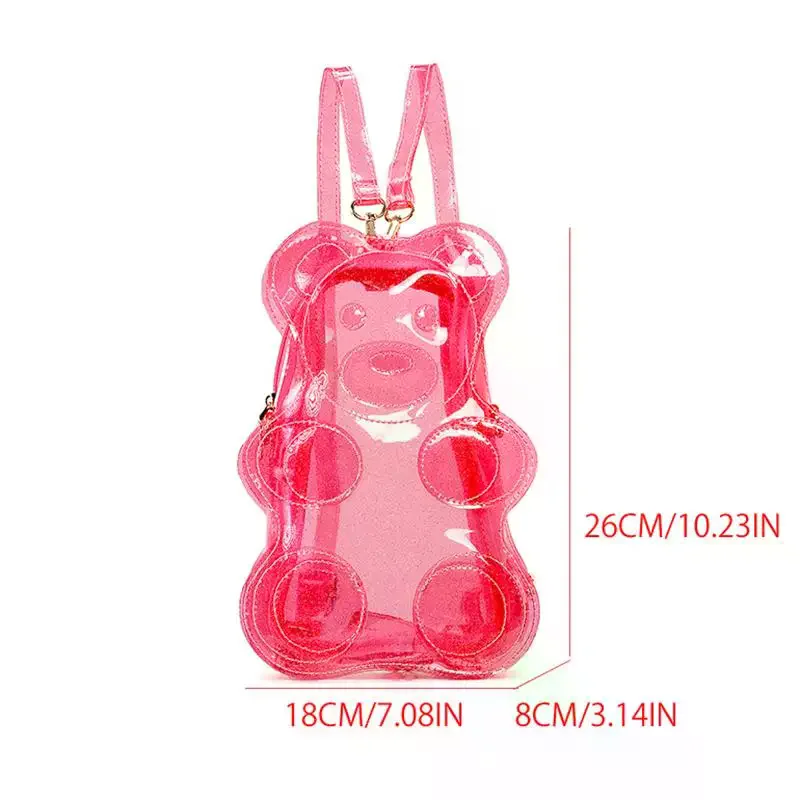 Candy Color Transparent PVC Backpack Y2K Streetwear Bear Shaped Crossbody Bag Cute Girly Shoulder Bag For Girl Birthday Gifts