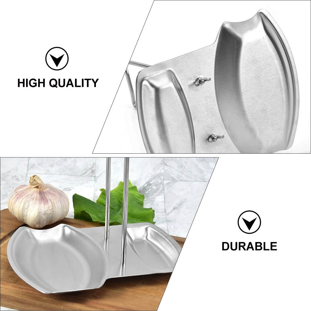 

1pc Stainless Steel Kitchen Storage Rack Pot Lid Holder Spoon Rest Utensils Stand No Punching Rust Resistant Organizer
