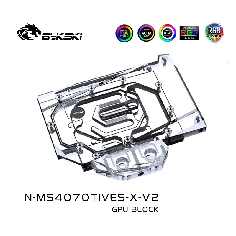 Bykski MSI RTX 4070Ti Ventus Waterblock Специальный водяной охладитель графического процессора 5 В/12 В RGB MB SYNC + задняя панель, N-MS4070TIVES-X-V2