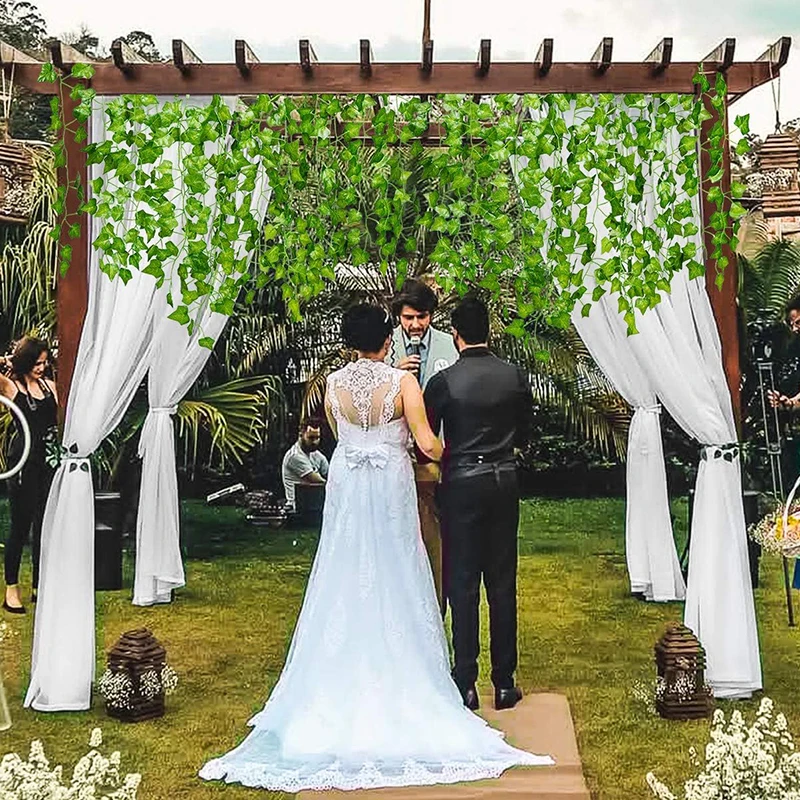 الاصطناعي الأخضر اللبلاب ورقة الروطان الزاحف يترك الكرمة معلقة جارلاند DIY بها بنفسك وهمية الزهور النباتات لحديقة حفل زفاف ديكور المنزل #3