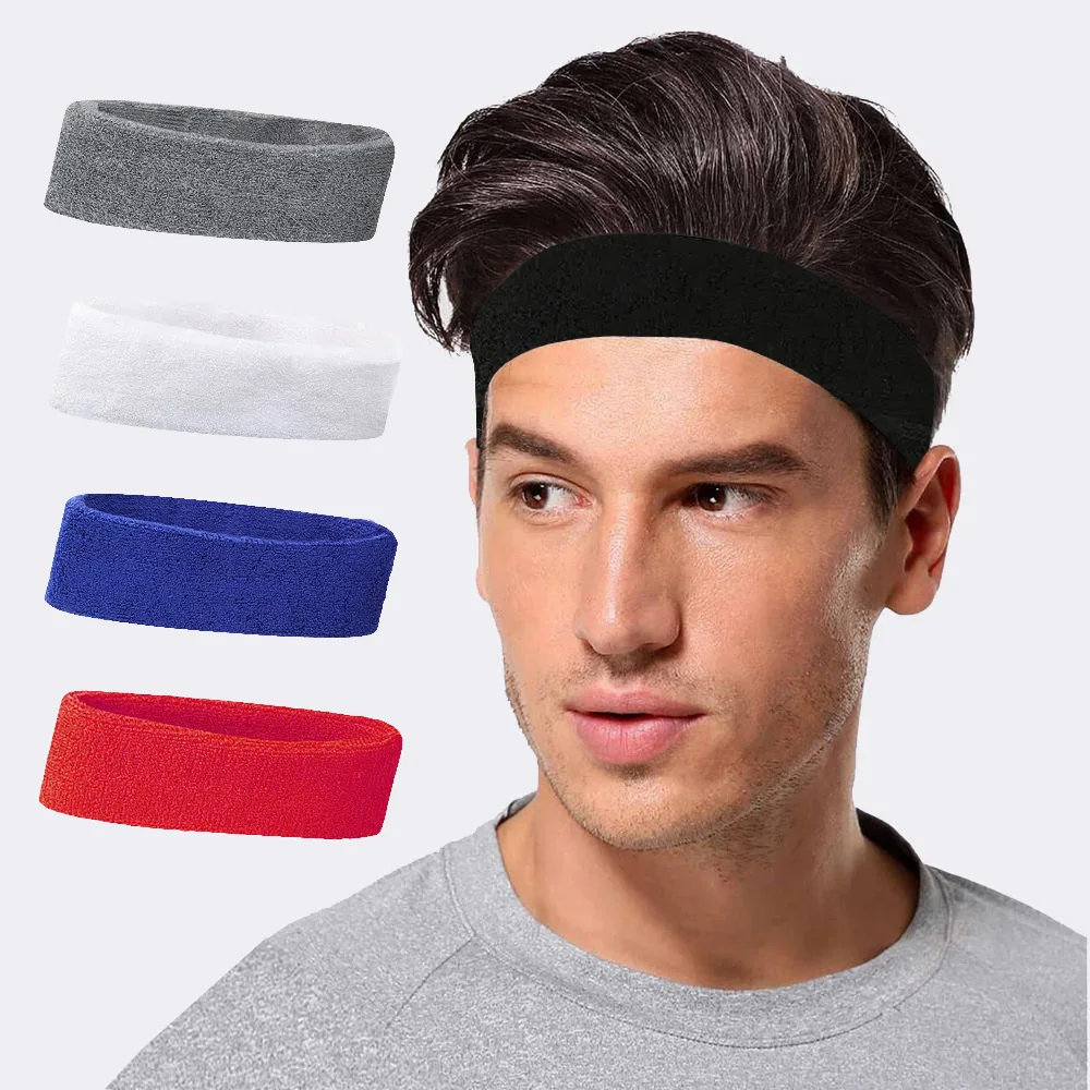 Sweat-Absorbent Cotton Headband para homens e mulheres, Soft Stretchy Hairbands, Anti-Slip Headbands, Faixa de cabelo, Ginásio Fitness, Esportes, Ao