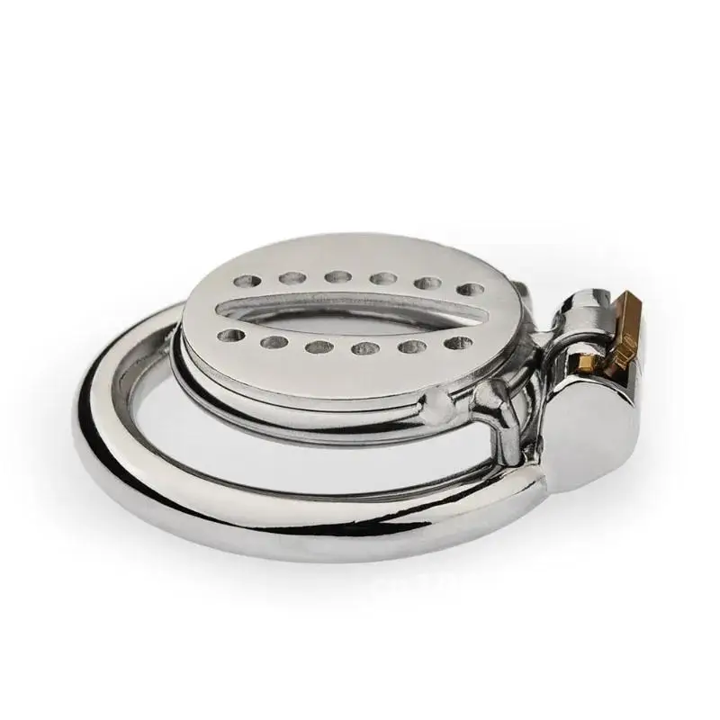 Flat Chastity Lock Stainless Steel Male Erotic Round Hole SM Bondage Sex Hypocrite CB Abstinence Toys18+ Hollow Penis Cage Adult