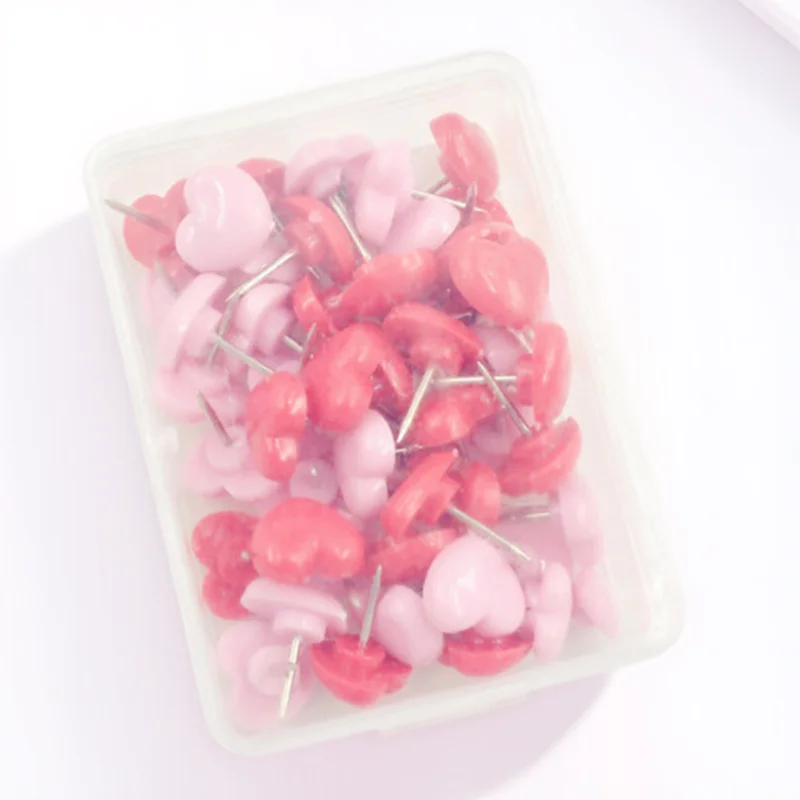 

50pcs Heart Shaped Push Pins Red Decorative Thumb Tacks For Cork Board Bulletin Whiteboard Home Office School Decoration