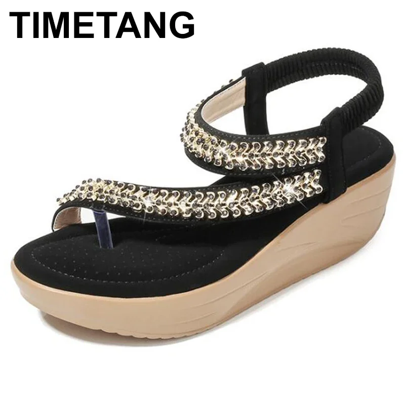 TIMETANG   new fashion women platform sandals metal platform decoration pumps summer casual shoes woman