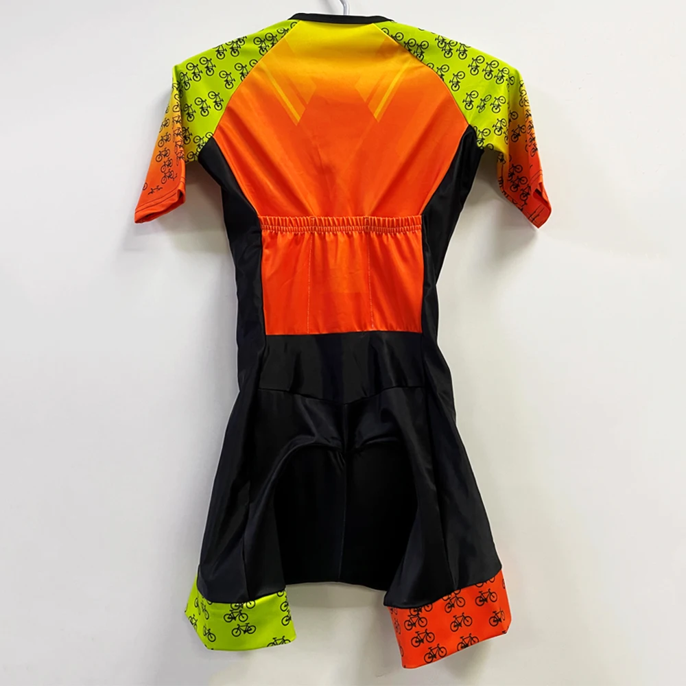 One Piece Body Suit Cycling Skinsuit Female Team Racing Speedsuit Summer Short-Sleeved Jumpsuit Triathlon Running Bike Trisuit