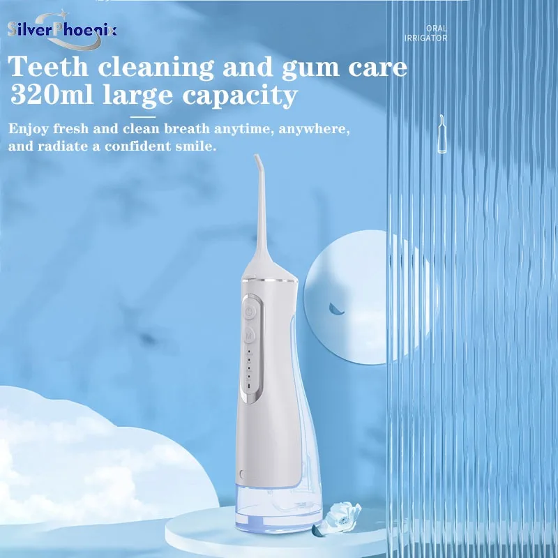 

Oral Irrigator Portable IPX7 Waterproof Rechargeable Dental Water Flosser 4 Modes Teeth Cleaner 320ML Dental Water Jet