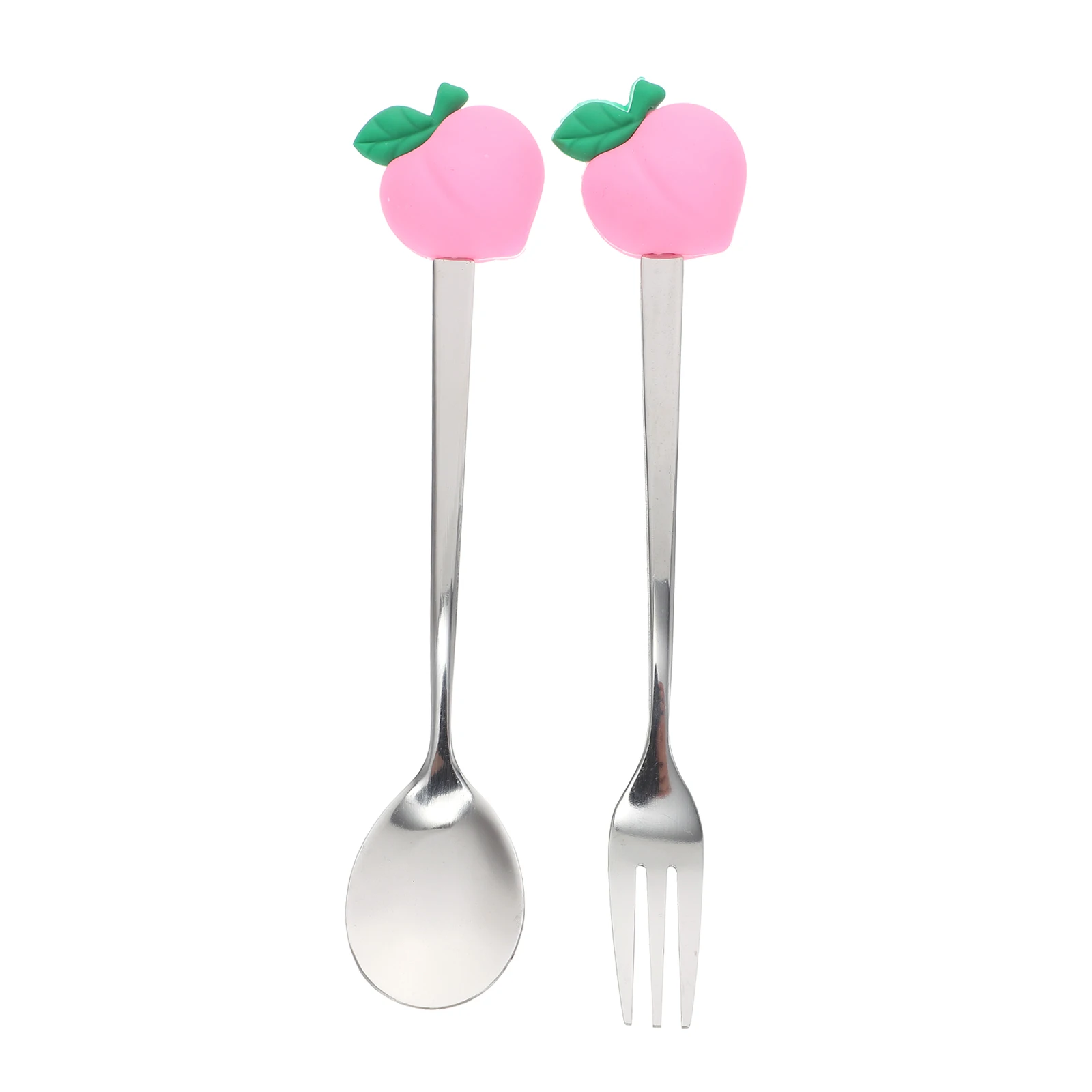 

4PCS Spoon Set Stainless Steel Silica Gel Fruit Shaped Tableware Eating Tools Kitchen Supplies Gifts Durability