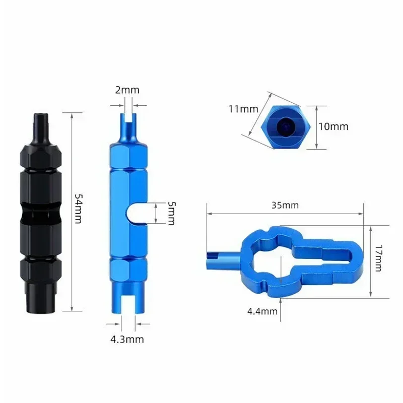 3-in-1 Bike Multifunctional Valve Core Remover Tool Wrench Spanner For Bicycle Schrader and Presta Valve Extender