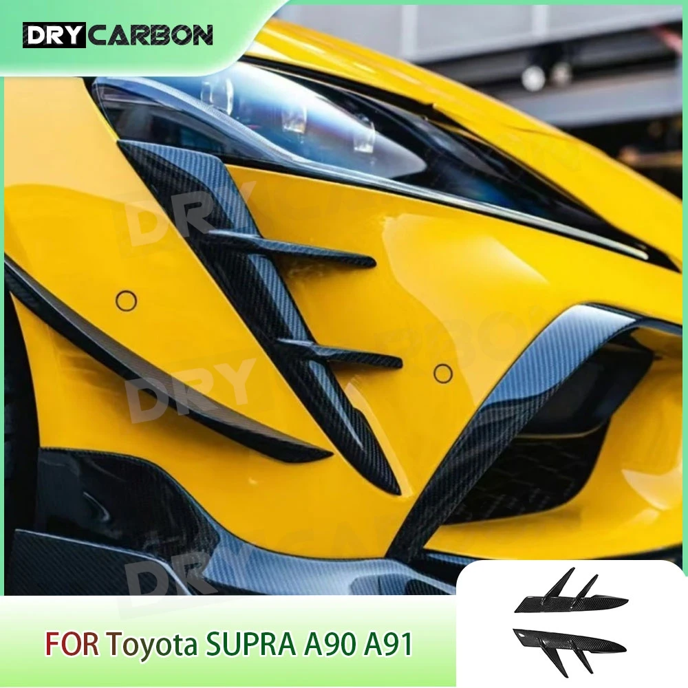 

Carbon Fiber Front Bumper Canards Side Fins Splitter Spoiler Air Vent Cover Body Kits For Toyota Supra A90 A91 MK5 2019-2023 FRP