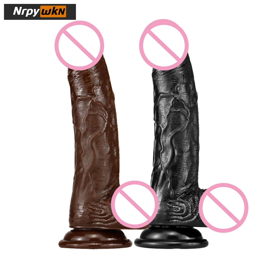 Black Realistic Dildo for Women, Realistic Suction Cup Anal Dildo Adult Sex Toys with Balls for Beginner G-spot Prostate Play