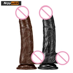 Black Realistic Dildo for Women, Realistic Suction Cup Anal Dildo Adult Sex Toys with Balls for Beginner G-spot Prostate Play