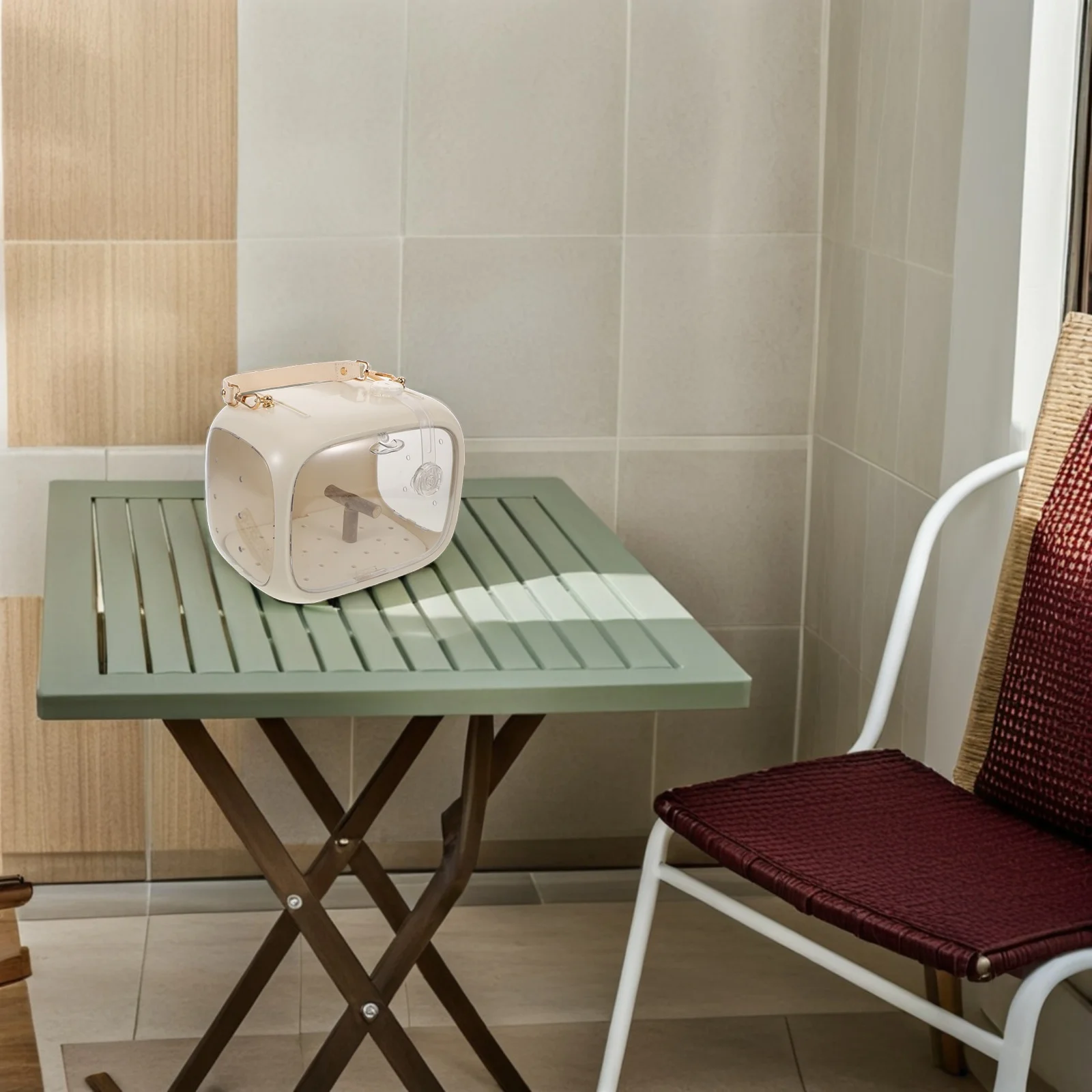 

Portable Bird Carrier Parrot Takeaway Cage Small Travel Birdcage Breathable Ventilation Holes Perch Outdoor Use