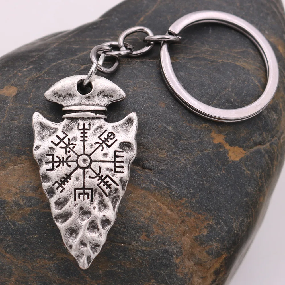 Men\'s Anchor Pendant Keyring Vikings Thors Hammer Rune Valknut Keychain Handmade Norse Jewelry