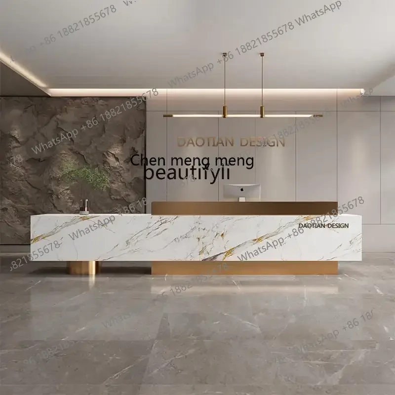 

178A Light Luxury Company Hotel Lobby Slate Marble Reception Desk Training Institution Beauty Salon Bar Checkout page