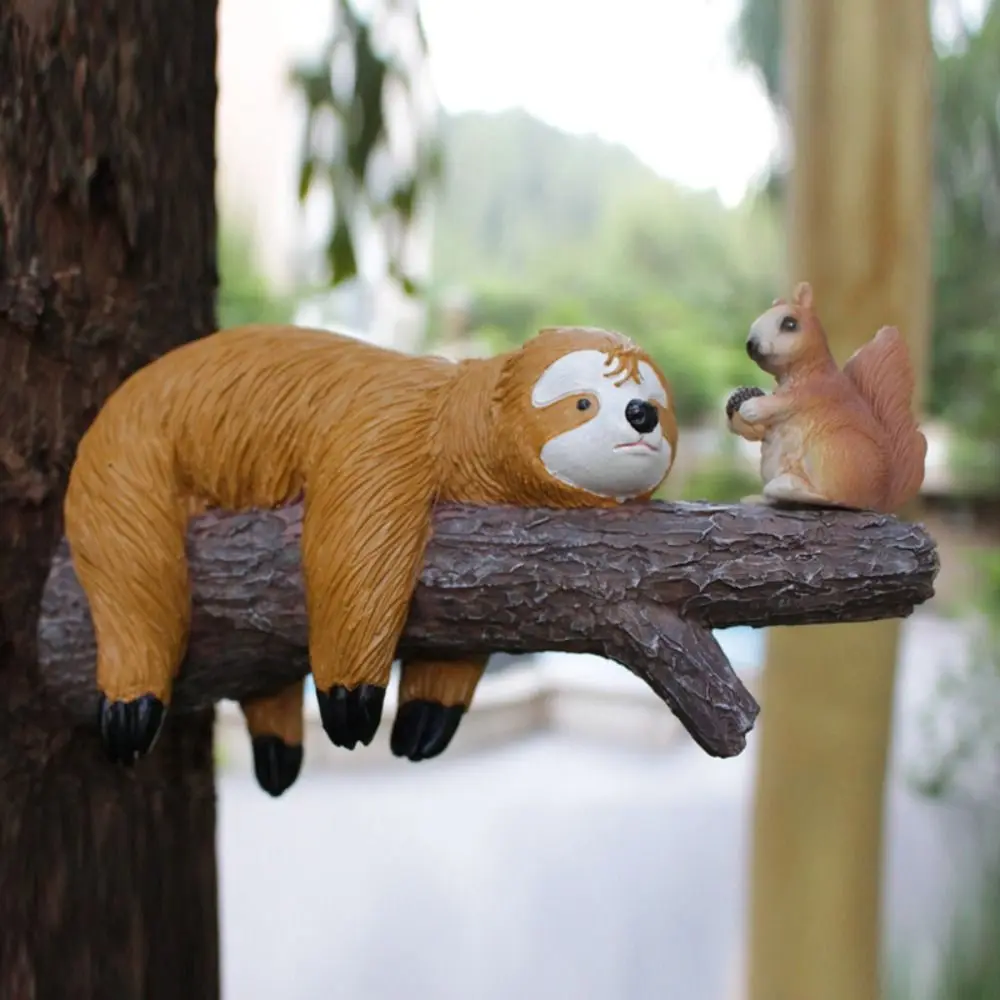 

Resin Sloth and Squirrel Tree Hanging Cute Simulated Tree Decorations Pendant Waterproof Exquisite Animal Ornaments Statue Home