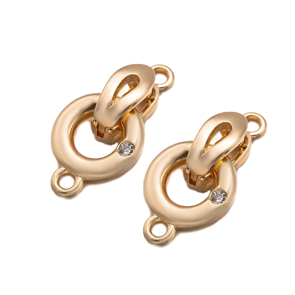2pcs 18K/14K Gold Zirconia Round Clasp Connector Fastener Lock End Buckle For DIY Necklace Bracelet Jewelry Making Accessories image 6