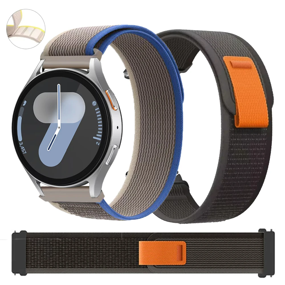 Pulseira de nylon 20mm 22mm para samsung galaxy watch 7 fe 6 5 4 40/44mm faixa de velcro 6 4 clássico 47/46/43/42mm/gear s3 s2 pulseira