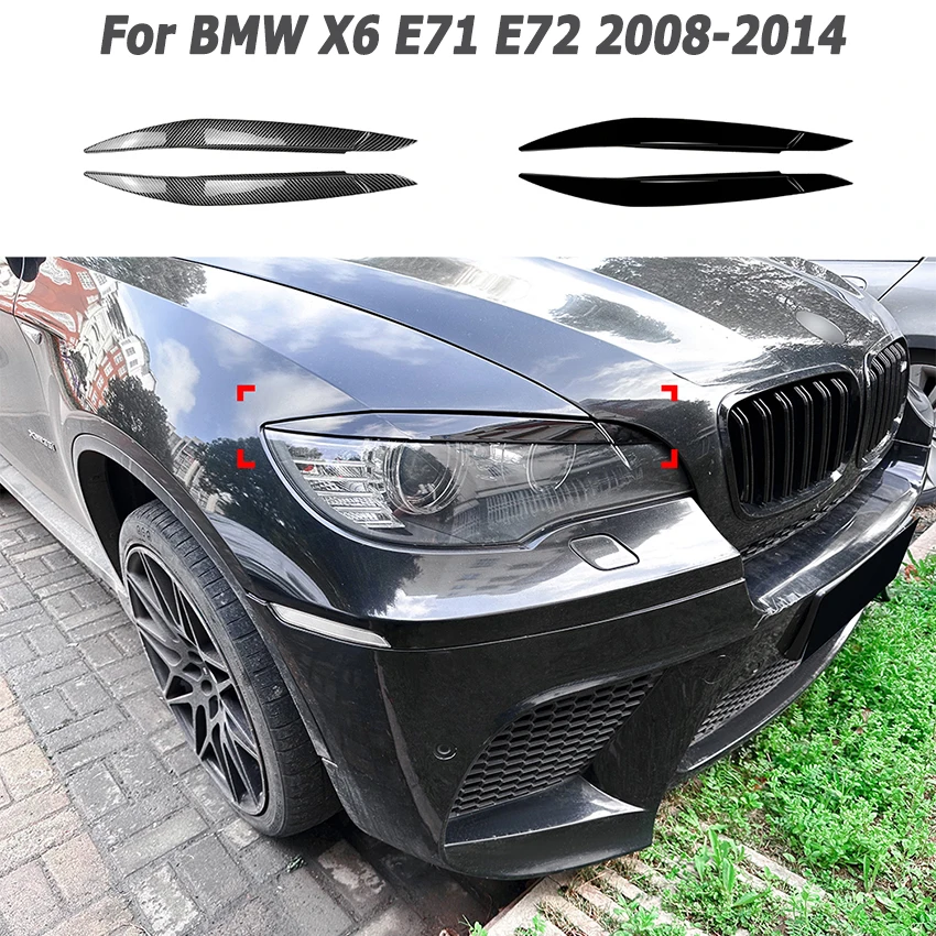 1 Set Black ABS Headlight Eyebrow Eyelid Trim For BMW X6 E71 E72 2008-2014 Exterior Styling Tuning Modification Accessories