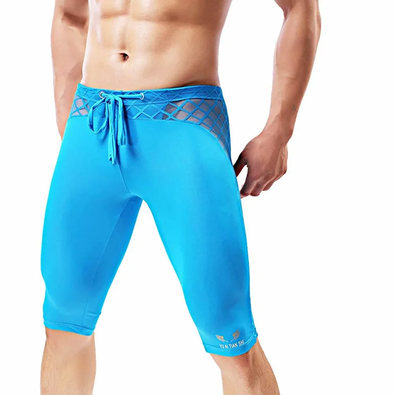 Men\'s Mesh Cool Compression Yoga Workout Tight Shorts Breathable Short Pants Hollow Out Mens Sport Fitness Running Sweat Shorts