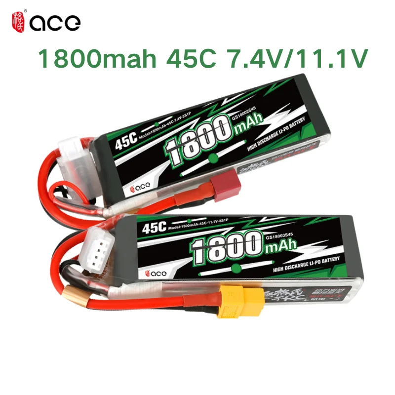 NEU 2 Stück Gens ACE 7,4 V/11,1 V Lipo-Akku 1800 mAh 45 C für RC-Helikopter, Quadcopter, FPV, Racing, Drohnenteile, 2S/3S-Akku