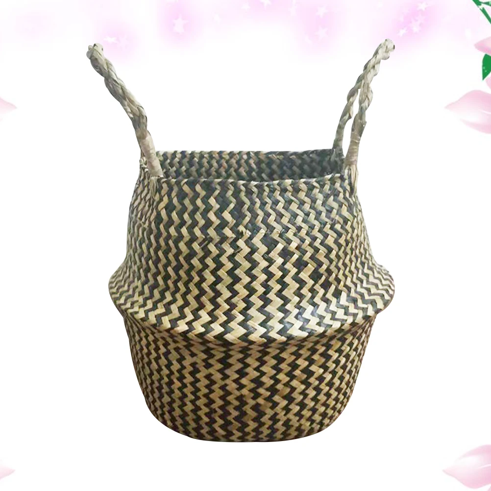 

Handmade Seaweed Baskets Foldable Storage Basket Living Room Bathroom Balcony Decorative Plant Pot Large Space