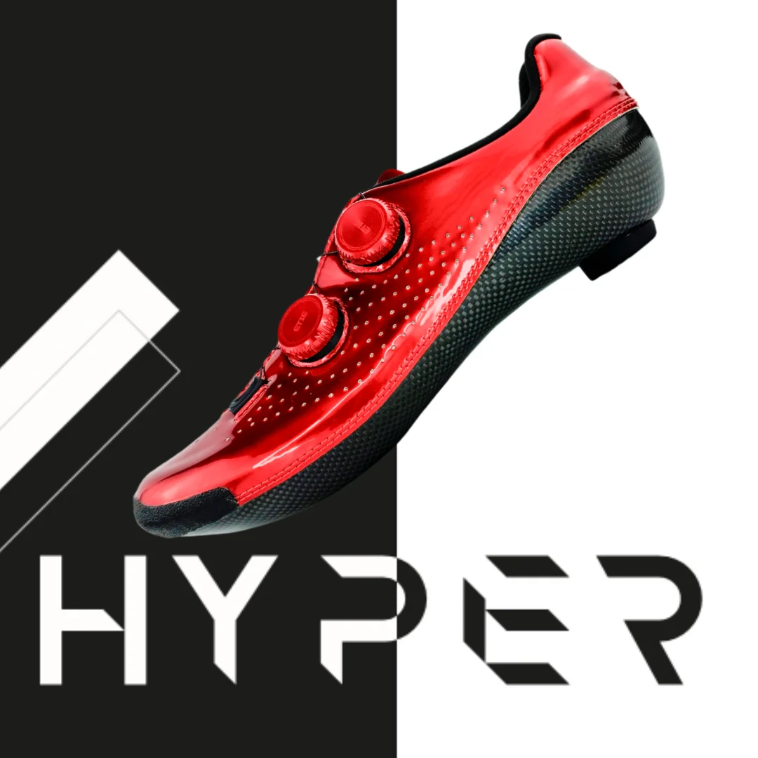 赤スエード チロリアンシューズ EU 42 Hyper Cycling Shoes Metalic Shiny Red Cycling shoes Carbon