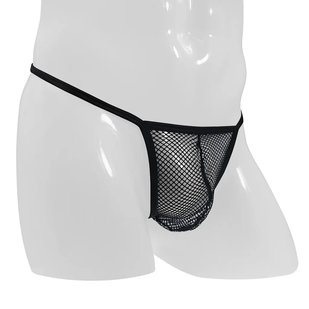 

Men's Sexy Underwear G-String Gay Low-rise U Convex Pouch Fishnet Mesh Transparent Thong T Pants Male Lingerie Underpants Pantie