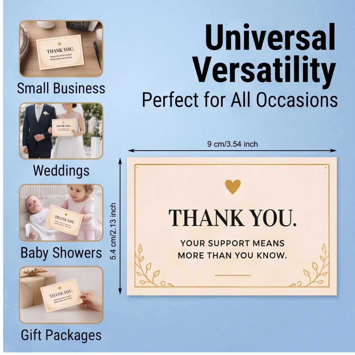 Thank You Cards 50/100Sheets, Heart Design, Express Gratitude, Essential for Retail and Small Businesses, Customer Apprecia