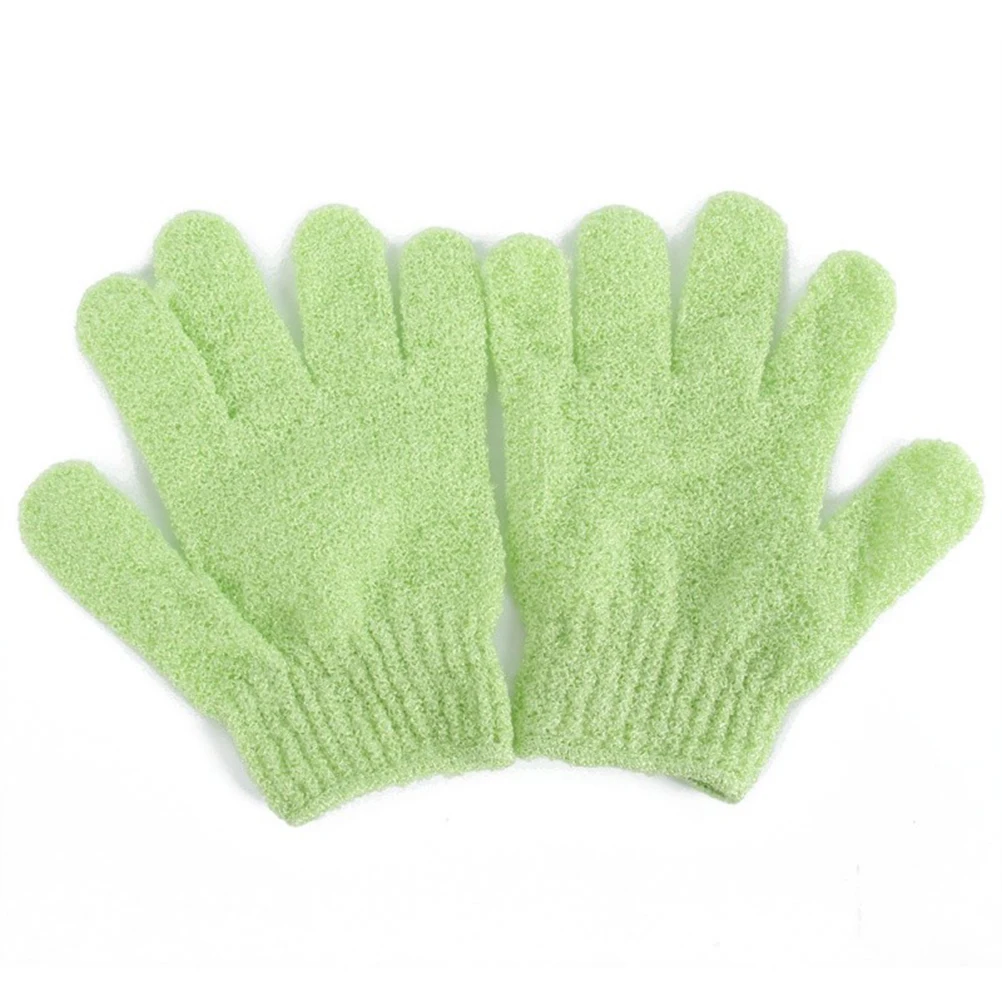 

4 Pairs Exfoliating Bath Gloves Body Wash Cloth Mitten Sponge White Five Finger Shower Mitts Gloves for Cleaning Spa Dry Oily