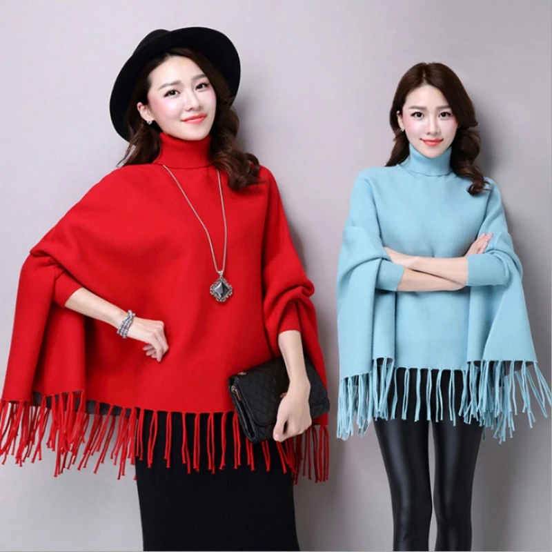 

Autumn Winter Sweater Coat Knitted Loose Bat Shirt Mink Fleece Sweater Women Versatile Cape Cape Scarf