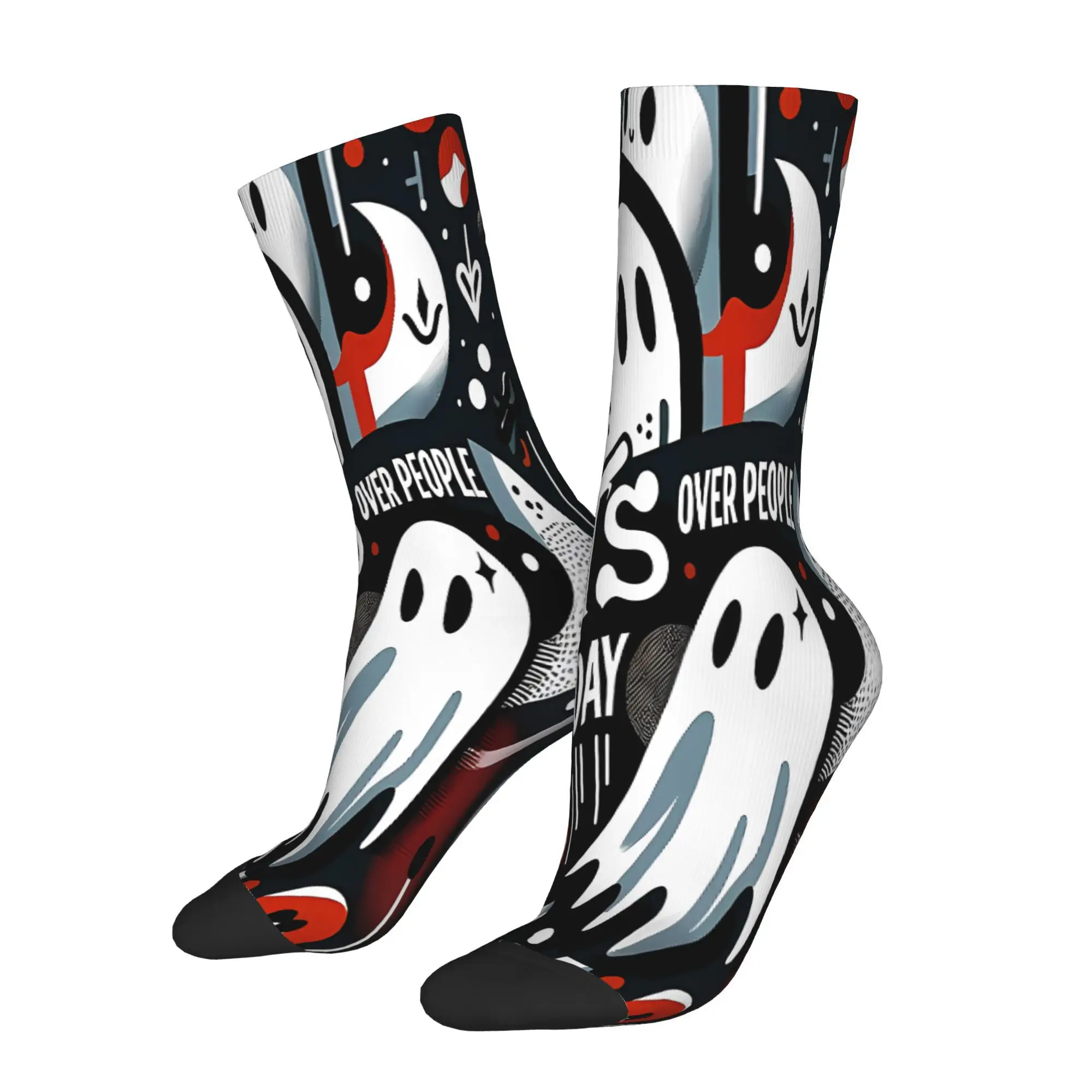 

Ghost Ghosts Over People Cartoon Spooky Humor Sock Printed Man Polyester
