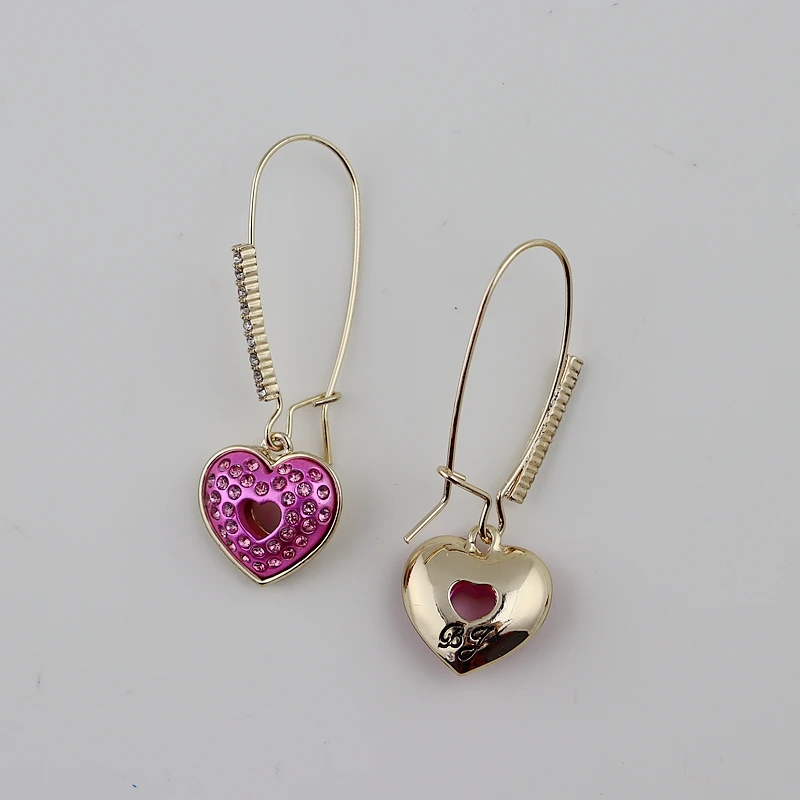 BJ gold-plated pink love earrings necklace American pastoral