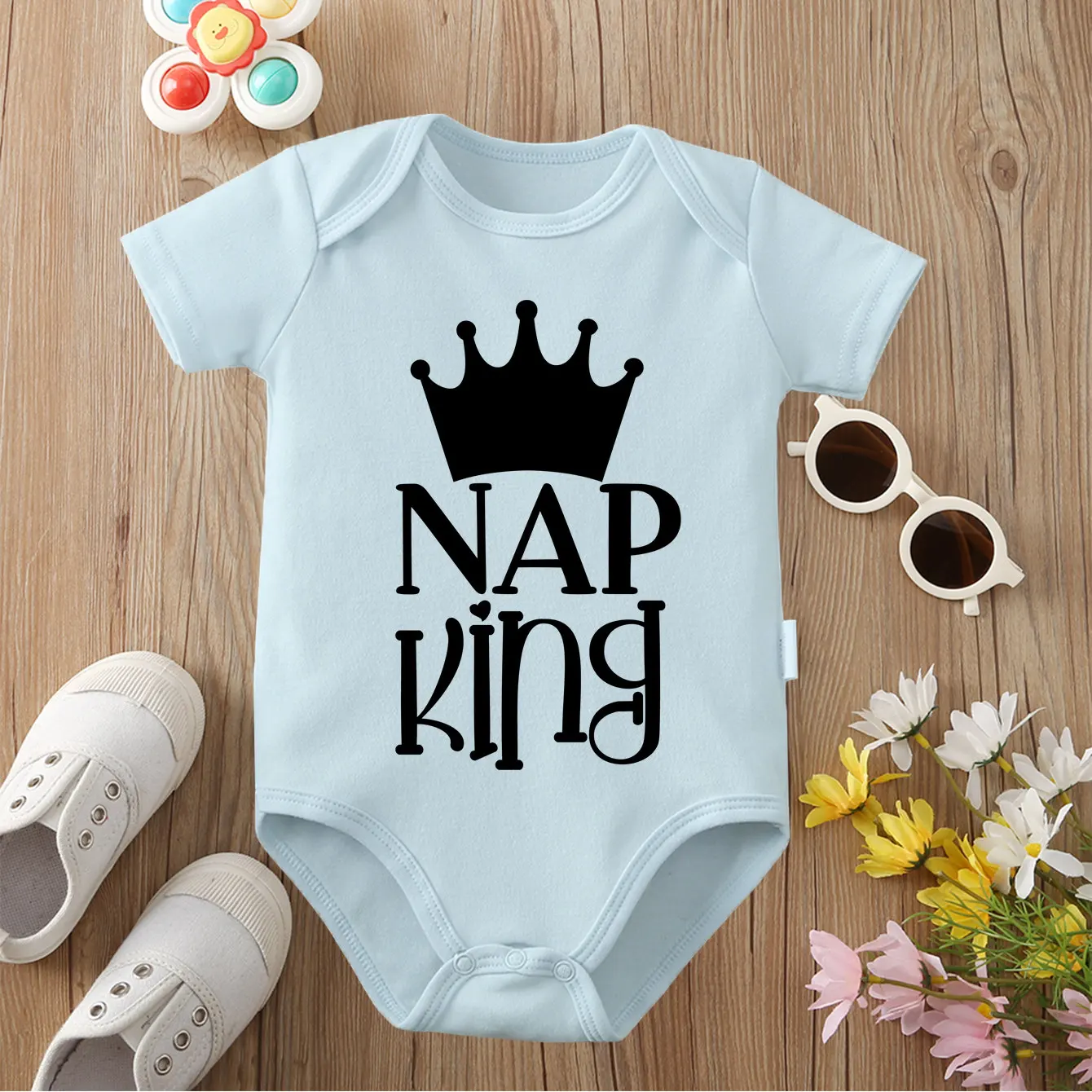 NAP KING ملابس قطنية 100% مطبوعة رائعة بدلة قطعة واحدة مريحة للأطفال حديثي الولادة من 0 إلى 12 شهرًا #1