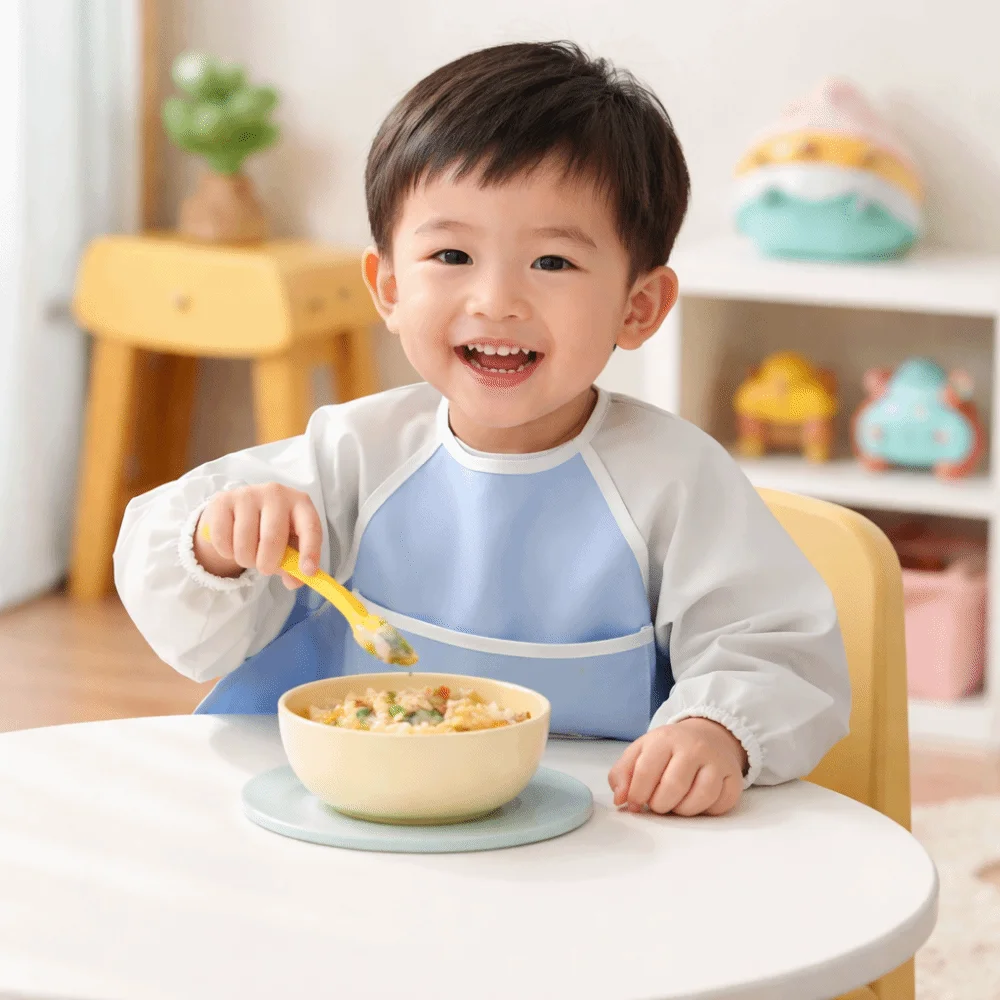 ソリッドカラーのベビー授乳用よだれかけ、柔らかくお手入れ簡単、長袖よだれかけ、長袖防水、洗えるげっぷ布、ベビー用品